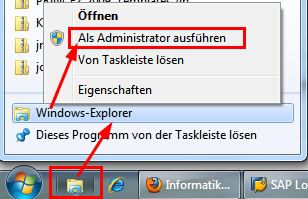 Windows Explorer mit Administratorrechten starten